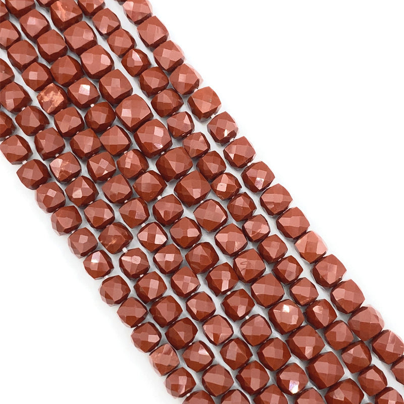 Red Jasper Faceted Cube Beads 5-6.5mm