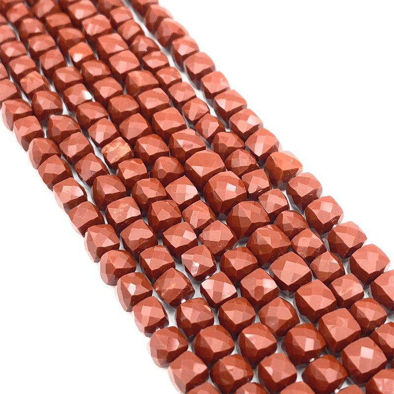 Red Jasper Faceted Cube Beads 5-6.5mm