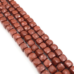 Red Jasper Faceted Cube Beads 7-8.5mm