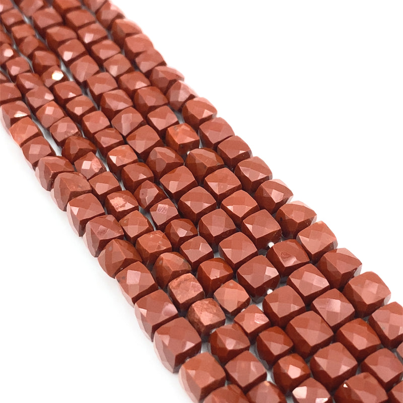 Red Jasper Faceted Cube Beads 4.5-6mm