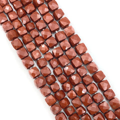 Red Jasper Faceted Cube Beads 4.5-6mm