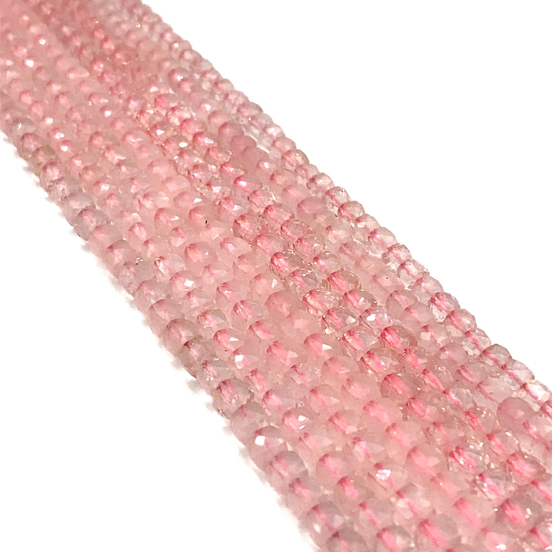 Rose Quartz Faceted Cube Beads 5-6mm