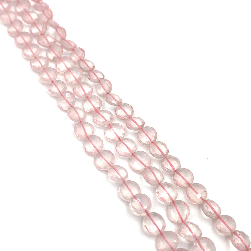 Rose Quartz Faceted Coin Beads 7-8.5mm