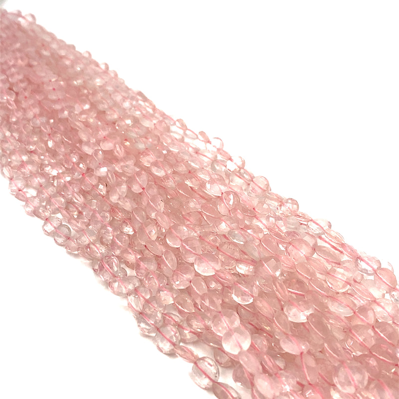 Rose Quartz Faceted Coin Beads 7-8.5mm