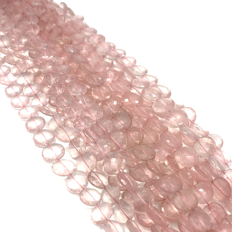 Rose Quartz Faceted Coin Beads 10-14mm