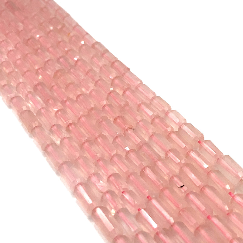 Rose Quartz Faceted Tube Beads 4.5-5mm