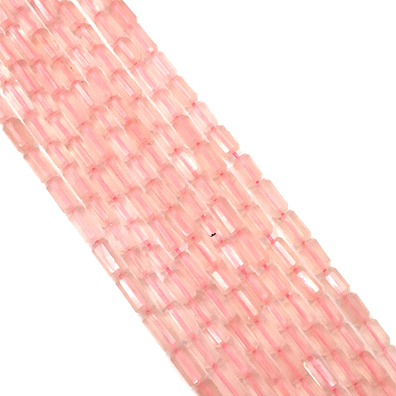 Rose Quartz Faceted Tube Beads 4.5-5mm