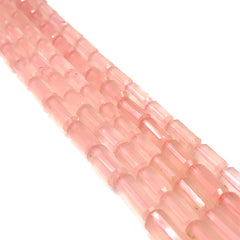 Rose Quartz Faceted Tube Beads 5.5-7mm