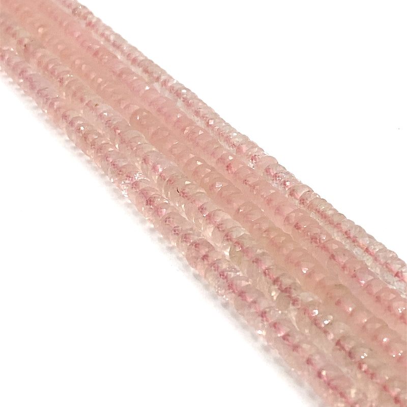 Rose Quartz Faceted Tyre Beads 5mm