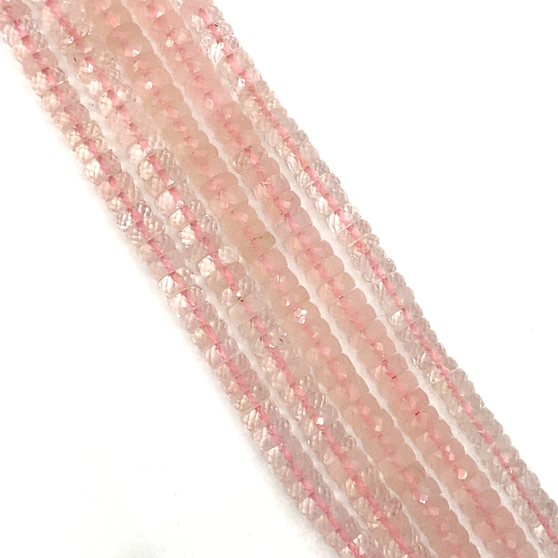 Rose Quartz Faceted Tyre Beads 5mm