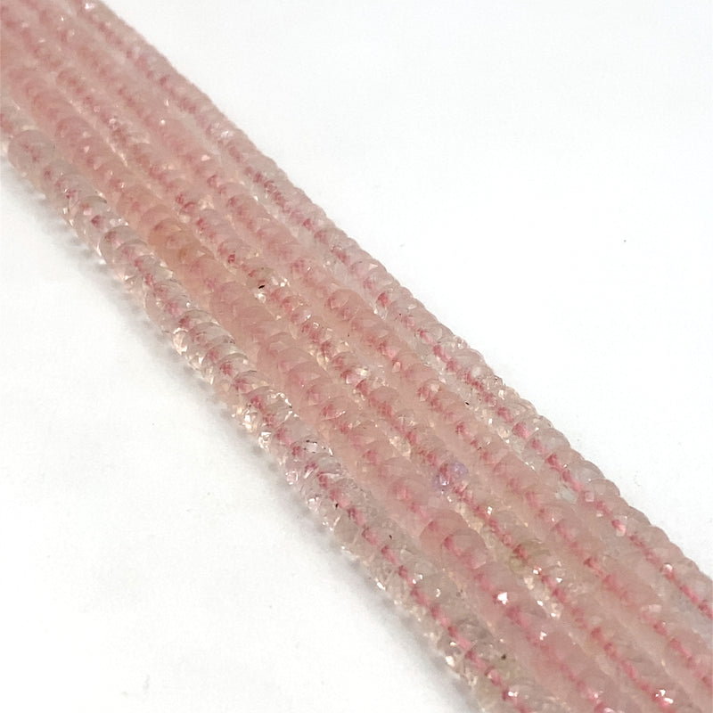 Rose Quartz Faceted Tyre Beads 4-5mm