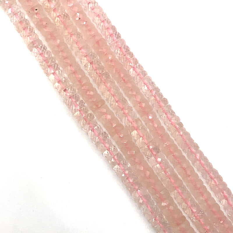 Rose Quartz Faceted Tyre Beads 5-6mm