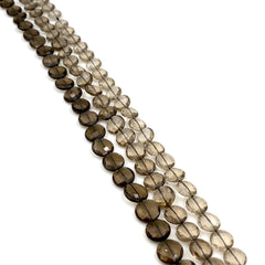 Smokey Quartz Faceted Coin Beads 09-10mm