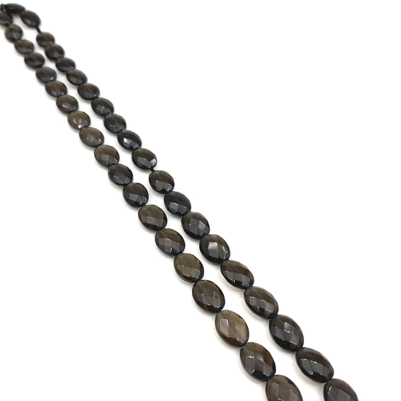 Smokey Quartz Faceted Oval Coin Beads 15x10-16x11mm