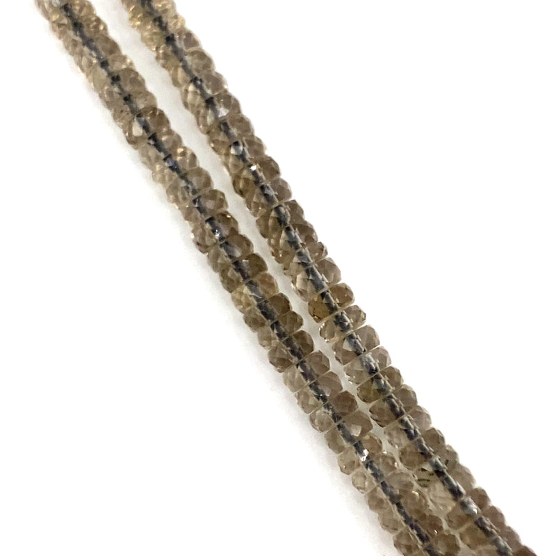 Smokey Quartz Faceted Tyre Beads 4.5-5mm