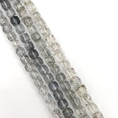 Tourmalated Quartz Faceted Cube Beads 5-6mm