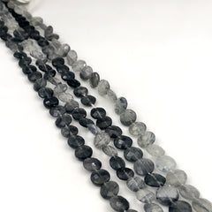 Tourmalated Quartz Faceted Coin Beads 7-8mm