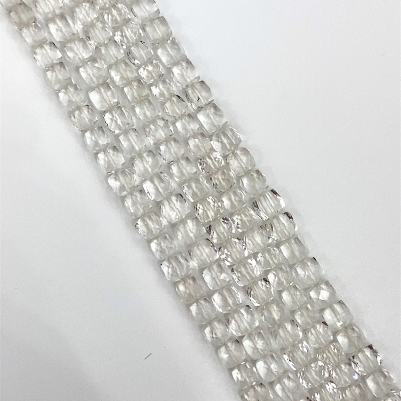 Crystal Quartz Faceted Cube Beads 4-6mm