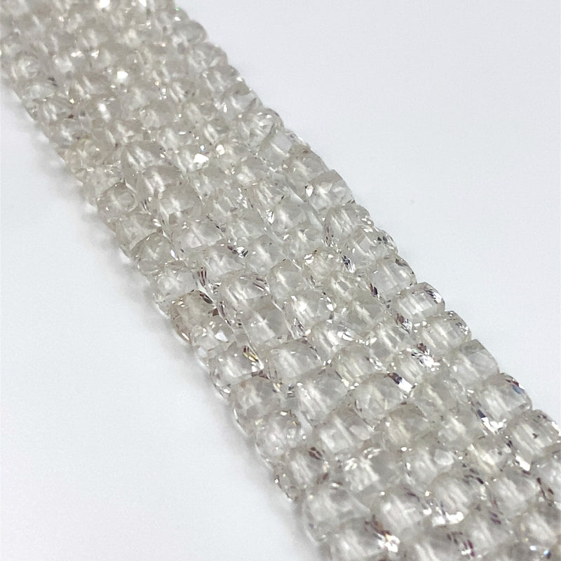 Crystal Quartz Faceted Cube Beads 4-6mm