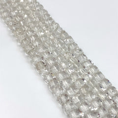 Crystal Quartz Faceted Cube Beads 4-6mm