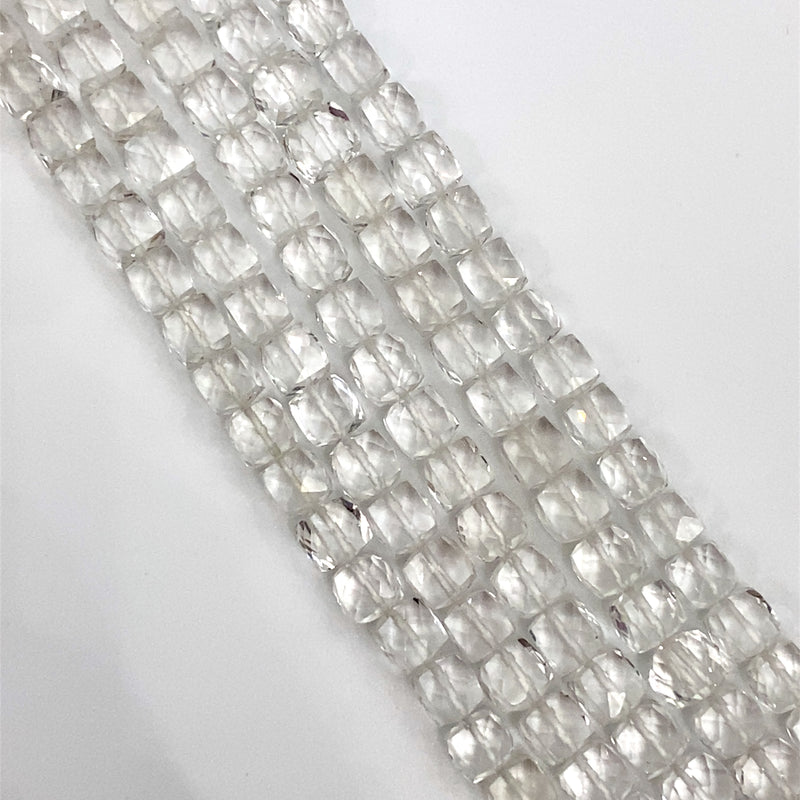 Crystal Quartz Faceted Cube Beads 6-6.5mm