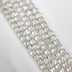 Crystal Quartz Faceted Cube Beads 6-6.5mm