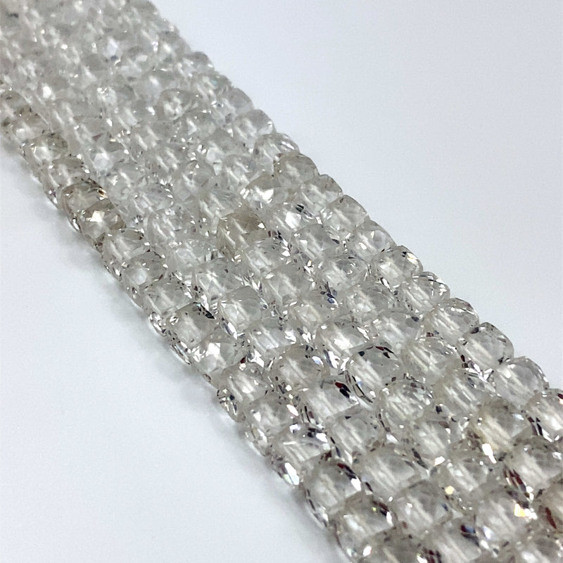 Crystal Quartz Faceted Cube Beads 6-6.5mm