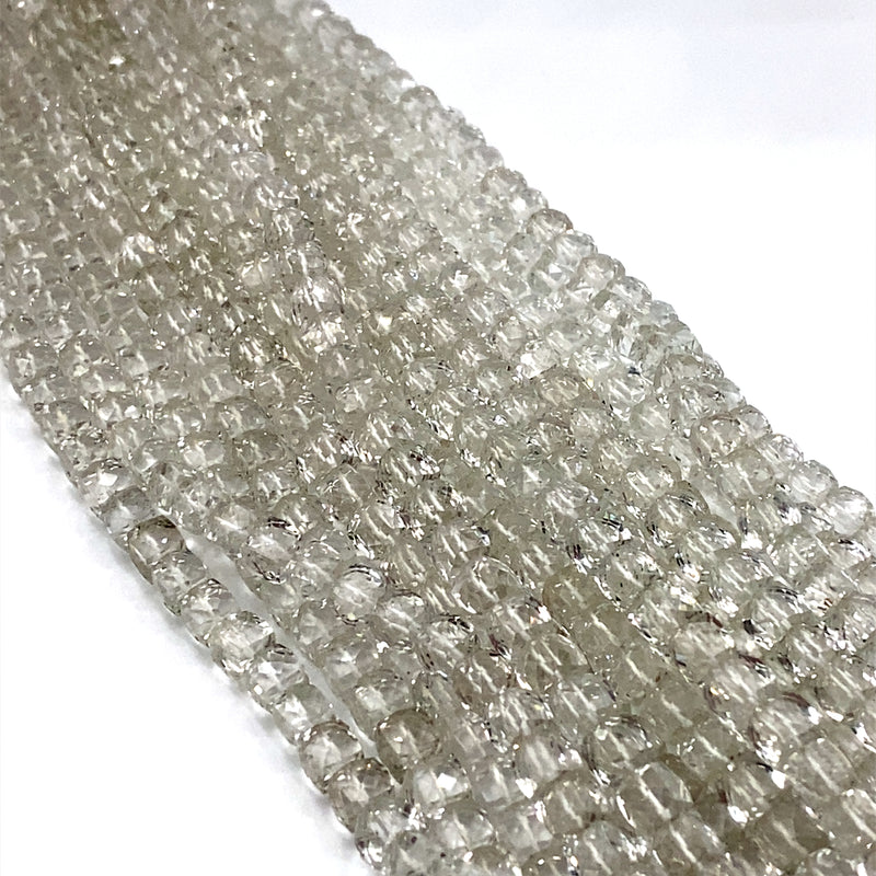 Crystal Quartz Faceted Cube Beads 7-7.5mm