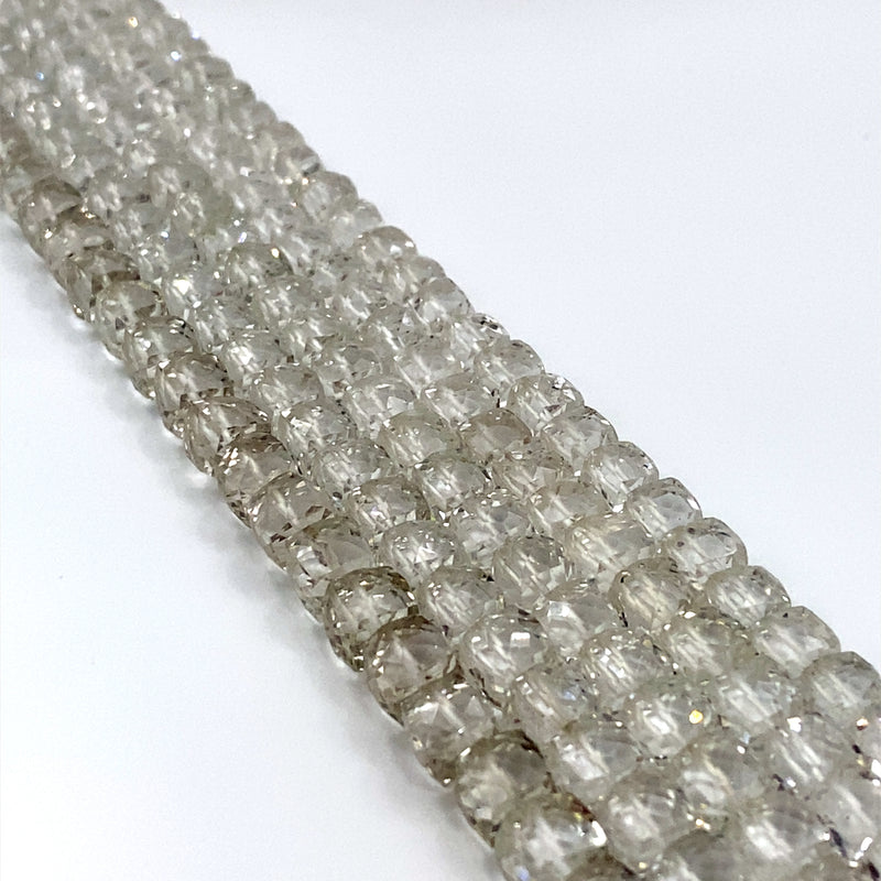 Crystal Quartz Faceted Cube Beads 7-7.5mm