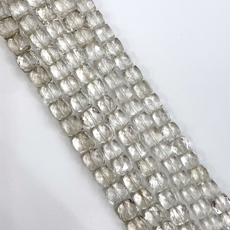 Crystal Quartz Faceted Cube Beads 7-7.5mm