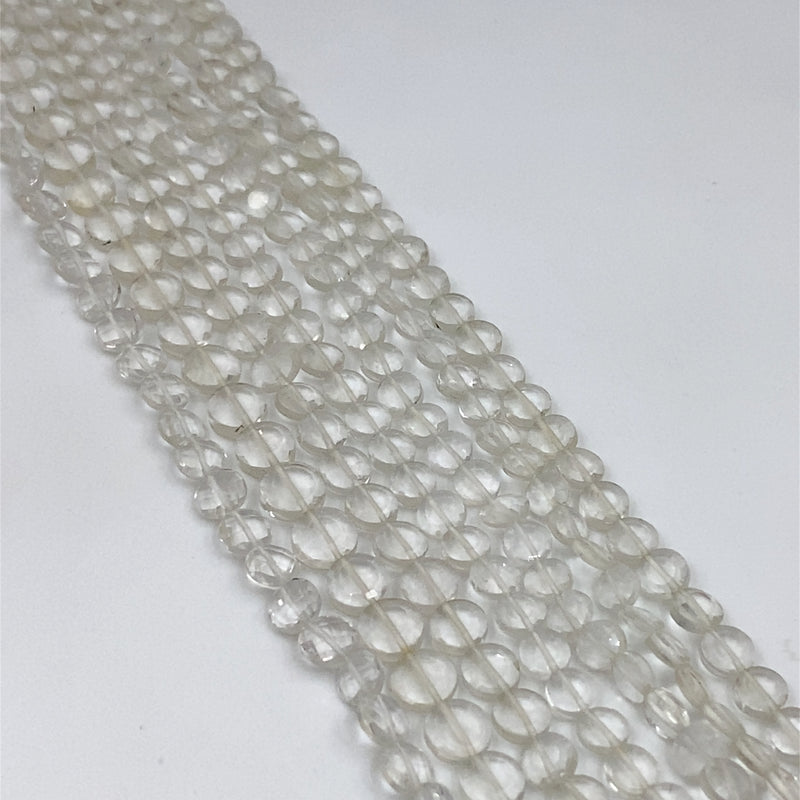 Crystal Quartz Faceted Coin Beads 7-10mm