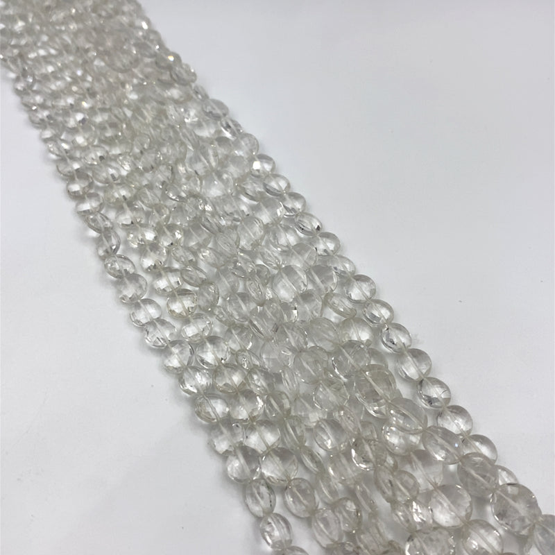 Crystal Quartz Faceted Coin Beads 7-10mm