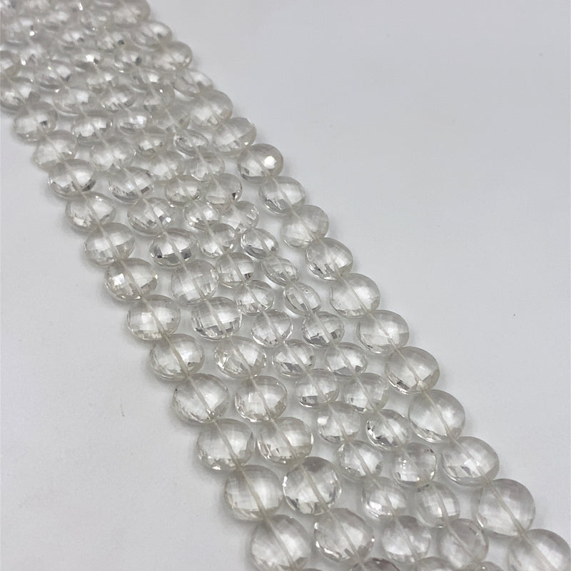 Crystal Quartz Faceted Coin Beads 8-10mm