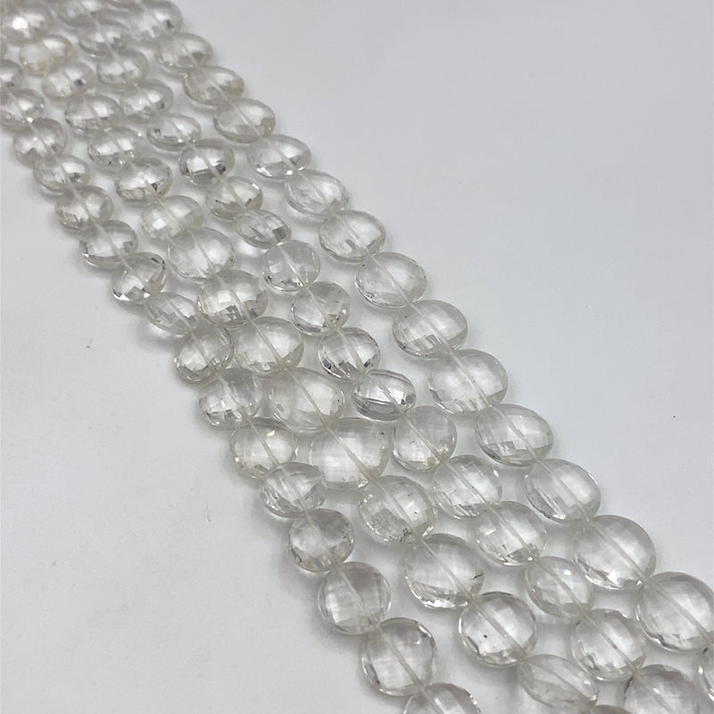 Crystal Quartz Faceted Coin Beads 11-13mm