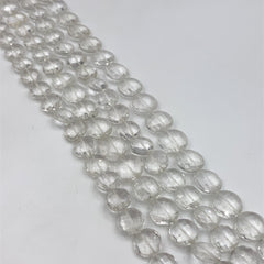 Crystal Quartz Faceted Coin Beads 11-13mm