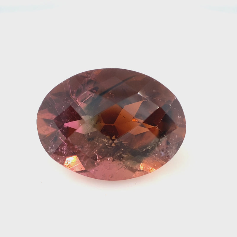 Bi-Color Tourmaline Oval Checkerboard Faceted 9.94ct