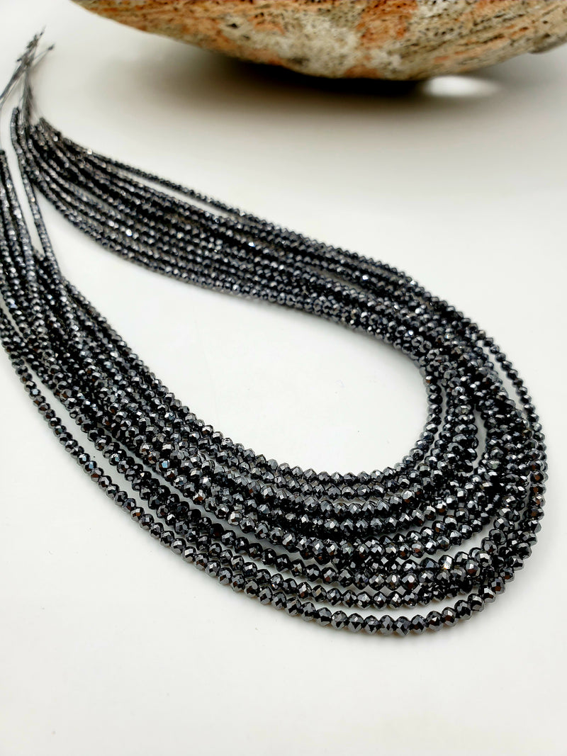AAA+ Black Diamond Faceted Roundle Beads 2.5-3.5mm - Gemorex International Inc