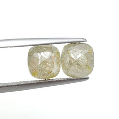 Green Salt n Pepper Natural Diamond 7.98 x 7.65mm Cushion Rose Cut - Gemorex International Inc.