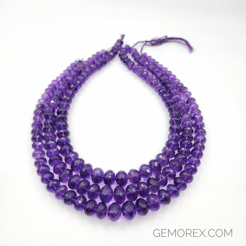 Purple Amethyst Faceted Roundel Beads 7.80-11.90mm