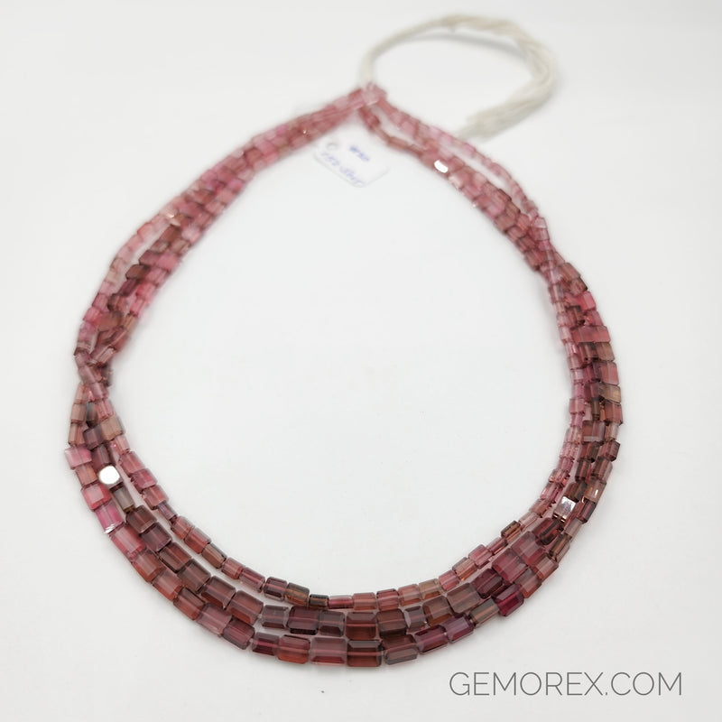 Rubellite Tourmaline Faceted Rectangle Beads 3.50 - 8.30mm