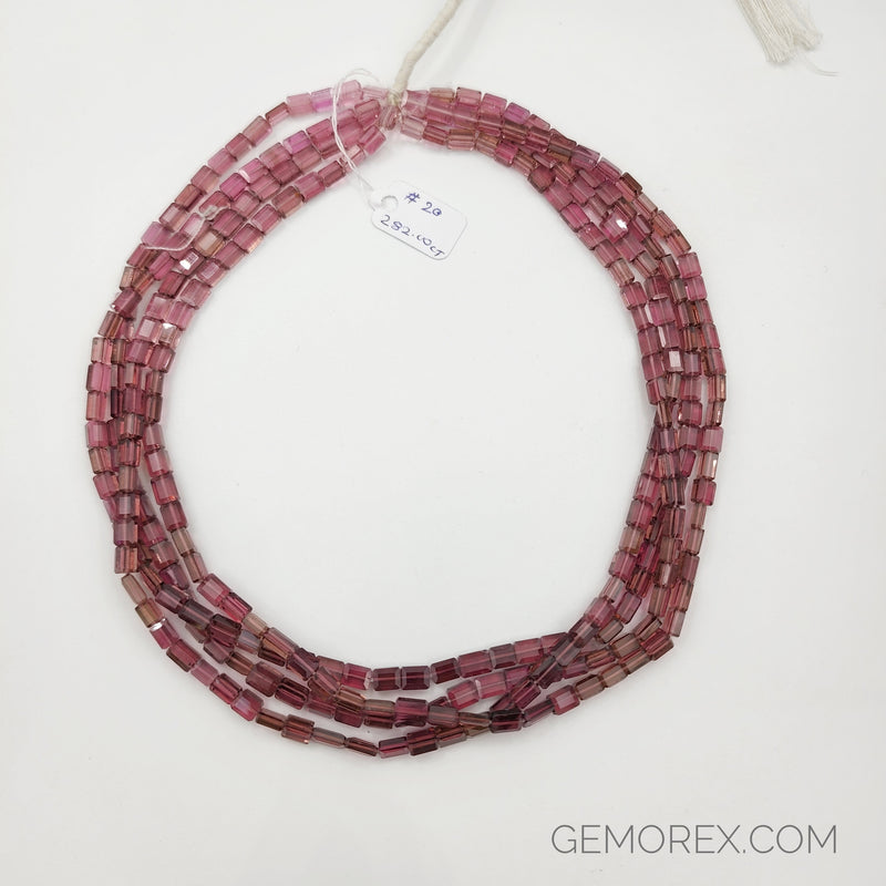 Rubellite Tourmaline Faceted Rectangle Beads 5.90 - 6.60mm