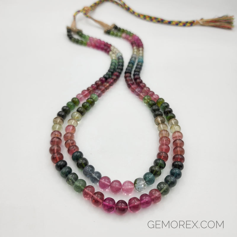 Multi Color Tourmaline Smooth Roundel Beads 6.00 - 8.20mm