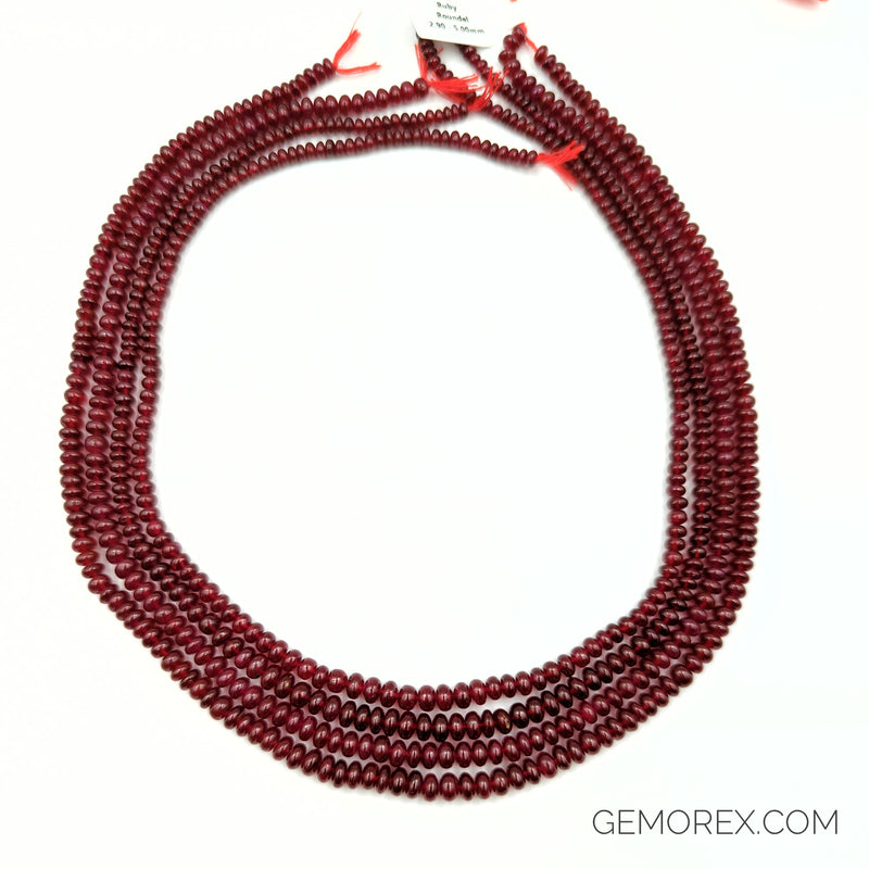 Ruby Smooth Roundel Beads 2.90-5.00mm
