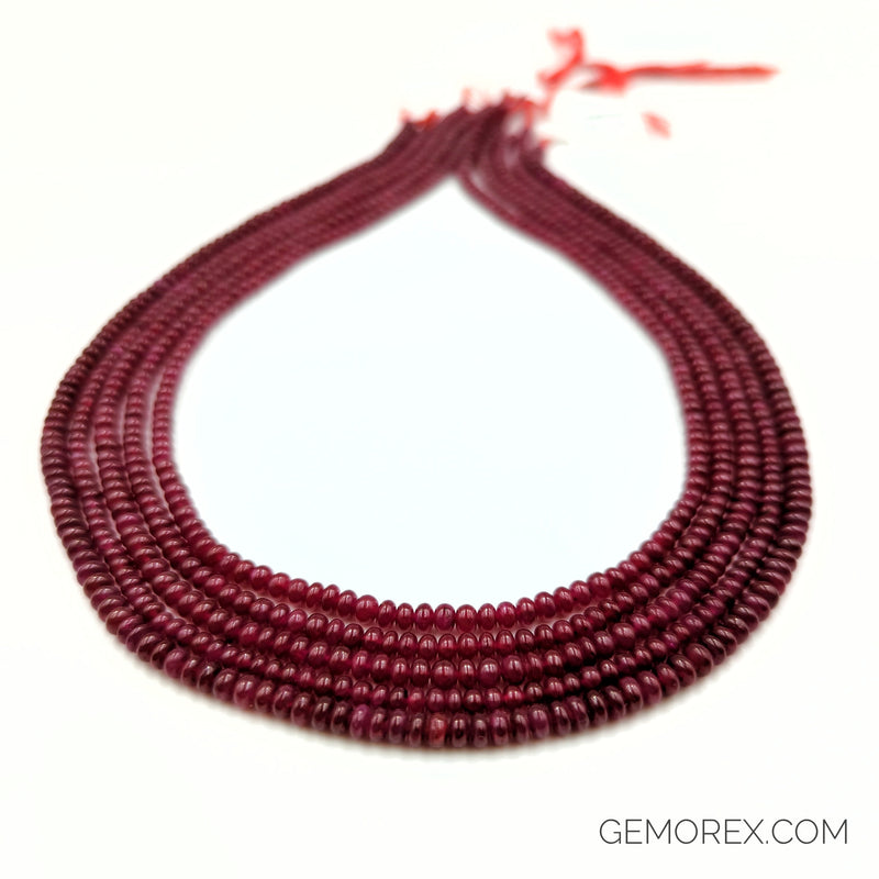 124cts Single Line Real Reddish Pink Ruby Beads Necklace for Women  (124ctsRubyNeck)