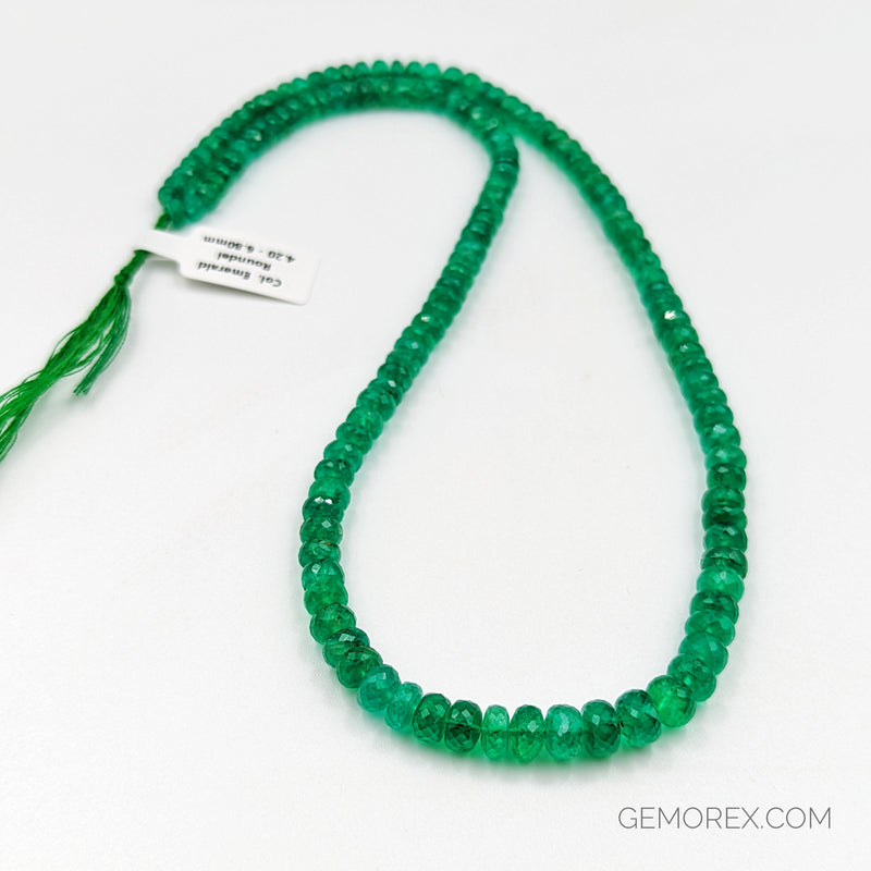 Emerald Faceted Roundel Beads 4.20-6.80mm