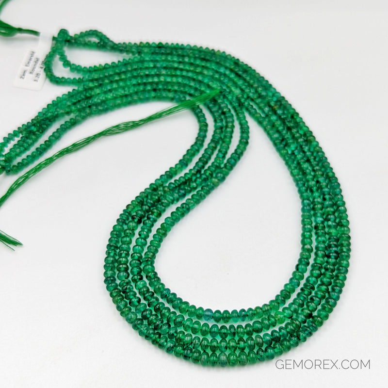 Emerald Smooth Roundel Beads 3.20-4.00mm