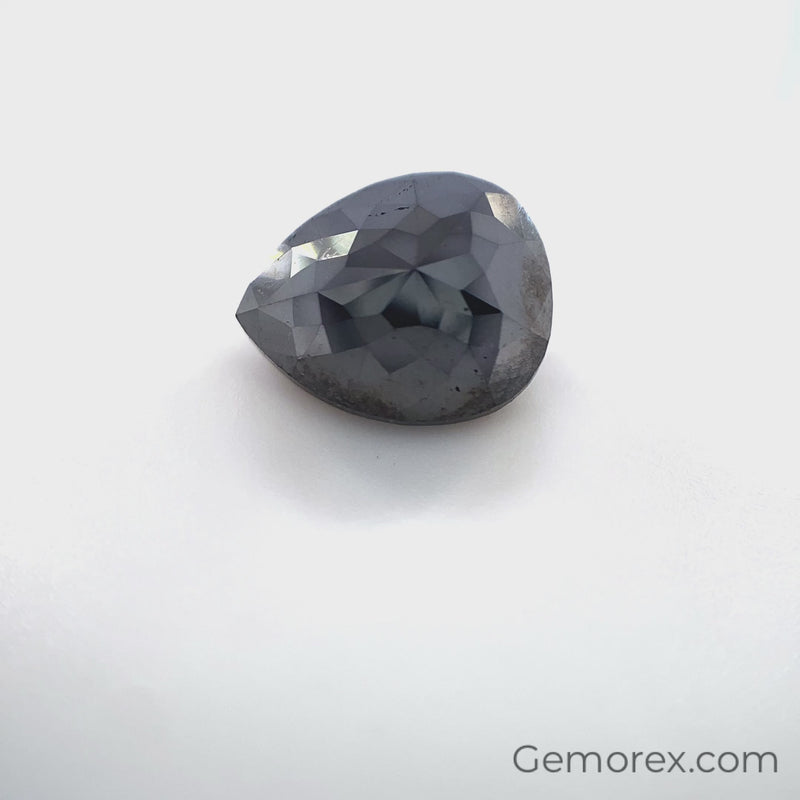 Black Diamond Pear Shape Rose Cut 3.94ct