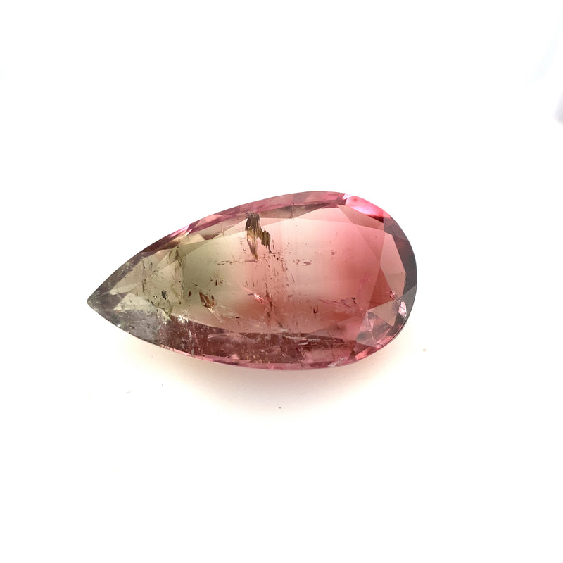 Bi-Color Tourmaline Pear Faceted 6.75ct