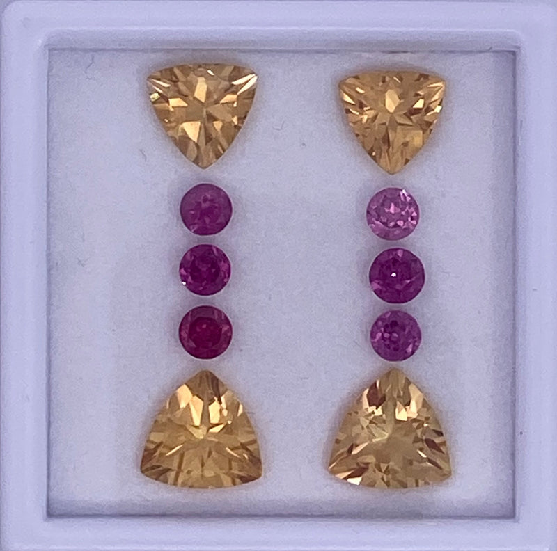 Citrine and Purple Garnet Earring Layout