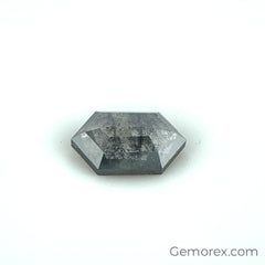 Salt n Pepper Natural Diamond 4.70 x 7.40 x 2.10mm Long Hexagon Shape Rose Cut